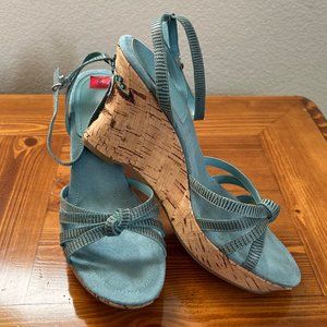 Bandolino Blue Ankle Strap Wedge Shoes